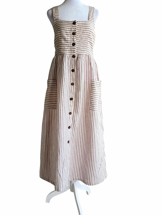 Artisan Ny Dresses & Skirts - Artisan Ny Cream and Brown Striped Button-Front Midi Sundress